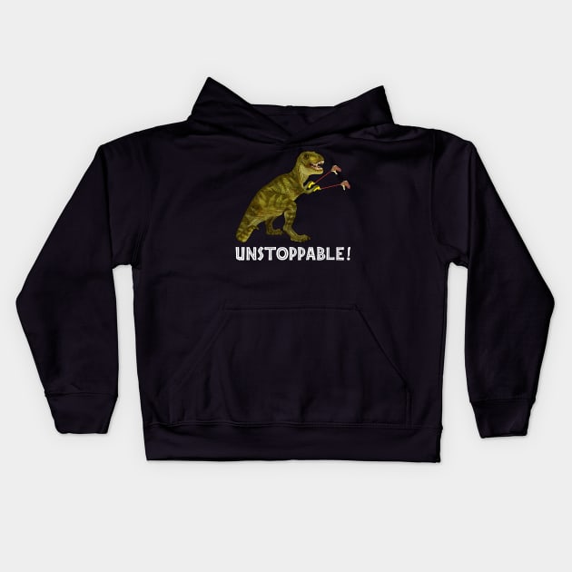 Tyrannosaurus Rex with Grabbers is UnStoppable 2 Kids Hoodie by SirLeeTees